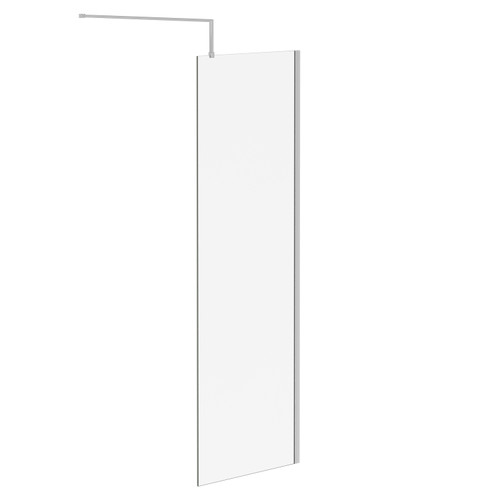 Pacco 10mm Clear Glass Polished Chrome 2000mm x 700mm Walk In Shower Screen including Wall Channel and Support Bar Left Hand Side View