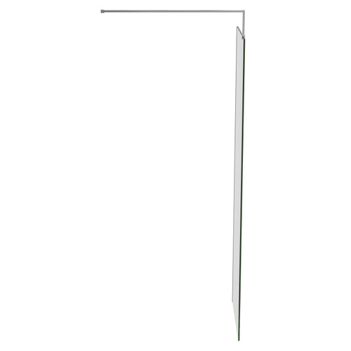 Pacco 10mm Clear Glass Polished Chrome 2000mm x 700mm Walk In Shower Screen including Wall Channel and Support Bar Side on View
