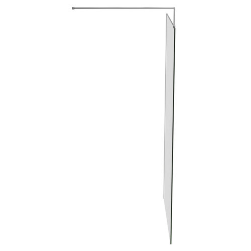 Pacco 10mm Clear Glass Polished Chrome 2000mm x 1200mm Walk In Shower Screen including Wall Channel and Support Bar Side on View