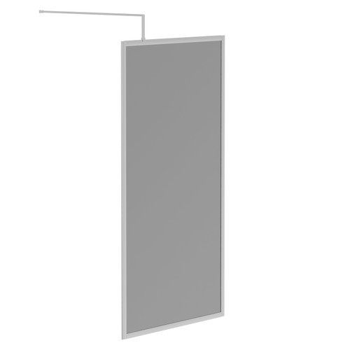 Pacco 8mm Smoked Glass Polished Chrome 1950mm x 1000mm Fully Framed Walk In Shower Screen including Wall Channel and Support Bar Left Hand Side View