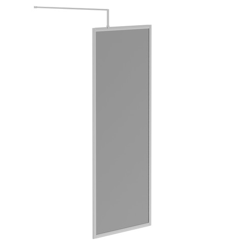 Pacco 8mm Smoked Glass Polished Chrome 1950mm x 800mm Fully Framed Walk In Shower Screen including Wall Channel and Support Bar Left Hand Side View