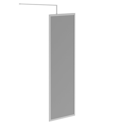 Pacco 8mm Smoked Glass Polished Chrome 1950mm x 700mm Fully Framed Walk In Shower Screen including Wall Channel and Support Bar Left Hand Side View