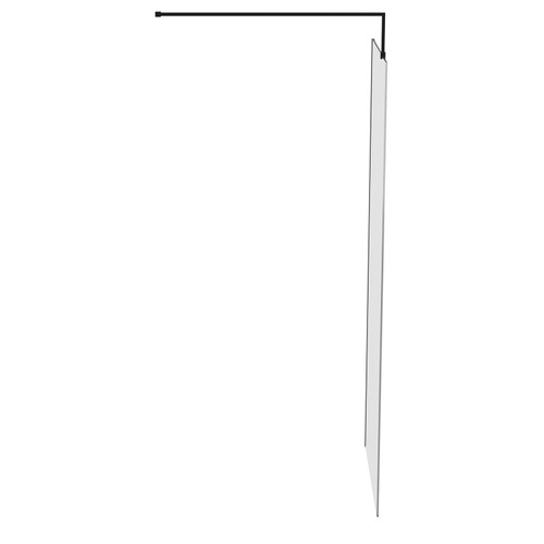 Colore 8mm Fluted Glass Matt Black 1850mm x 800mm Walk In Shower Screen including Wall Channel and Support Bar Side on View Colore 8mm Fluted Glass Matt Black 1850mm x 800mm Walk In Shower Screen including Wall Channel and Support Bar Side on View