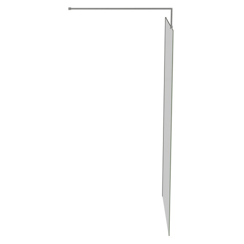 Colore 8mm Fluted Glass Gunmetal Grey 1850mm x 1000mm Walk In Shower Screen including Wall Channel and Support Bar Side on View