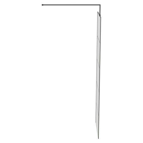 Colore 8mm Clear Glass Matt Black Crittall Frame 1950mm x 700mm Walk In Shower Screen including Wall Channel and Support Bar Side on View