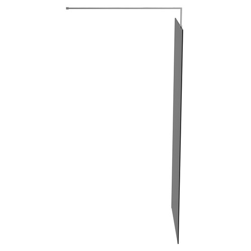 Pacco 8mm Smoked Glass Polished Chrome 1950mm x 900mm Walk In Shower Screen including Wall Channel and Support Bar Side on View