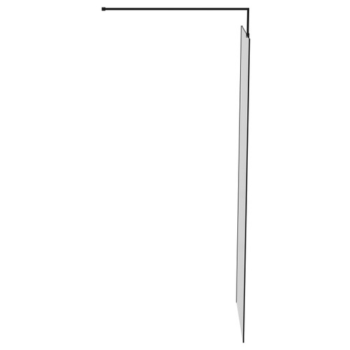 Colore 8mm Smoked Glass Matt Black 1950mm x 700mm Walk In Shower Screen including Wall Channel and Support Bar Side on View