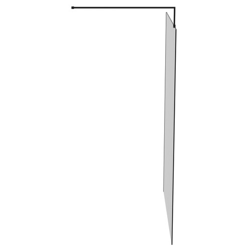 Colore 8mm Smoked Glass Matt Black 1950mm x 1400mm Walk In Shower Screen including Wall Channel and Support Bar Side on View