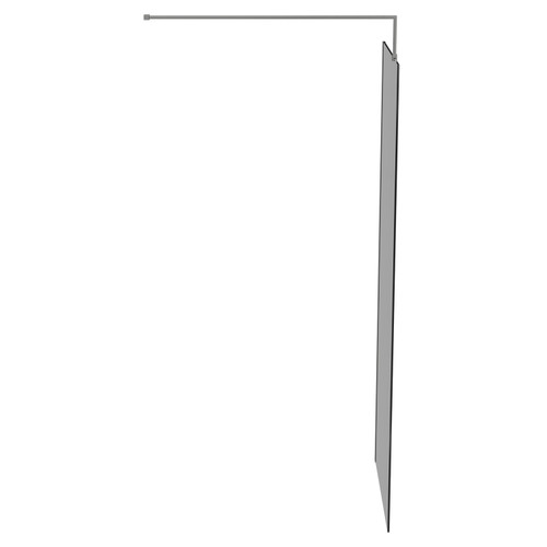 Colore 8mm Smoked Glass Gunmetal Grey 1950mm x 800mm Walk In Shower Screen including Wall Channel and Support Bar Side on View