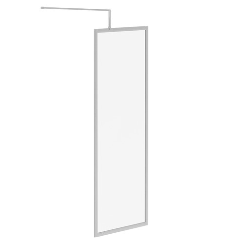 Pacco 8mm Clear Glass Polished Chrome 1850mm x 700mm Fully Framed Walk In Shower Screen including Wall Channel and Support Bar Left Hand Side View