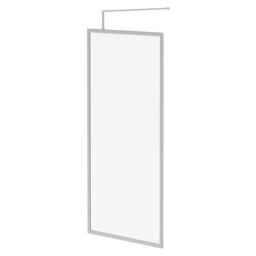 Pacco 8mm Clear Glass Polished Chrome 1850mm x 900mm Fully Framed Walk In Shower Screen including Wall Channel and Support Bar Right Hand Side View