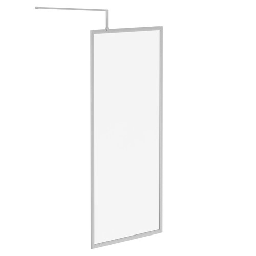 Pacco 8mm Clear Glass Polished Chrome 1850mm x 900mm Fully Framed Walk In Shower Screen including Wall Channel and Support Bar Left Hand Side View