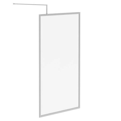 Pacco 8mm Clear Glass Polished Chrome 1850mm x 1100mm Fully Framed Walk In Shower Screen including Wall Channel and Support Bar Left Hand Side View