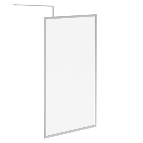 Pacco 8mm Clear Glass Polished Chrome 1850mm x 1200mm Fully Framed Walk In Shower Screen including Wall Channel and Support Bar Left Hand Side View