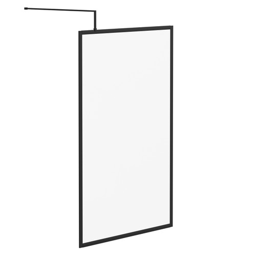 Colore 8mm Clear Glass Matt Black 1850mm x 1200mm Fully Framed Walk In Shower Screen including Wall Channel and Support Bar Left Hand Side View Colore 8mm Clear Glass Matt Black 1850mm x 1200mm Fully Framed Walk In Shower Screen including Wall Channel and Support Bar Left Hand Side View