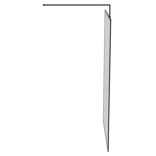 Colore 8mm Clear Glass Matt Black 1850mm x 1200mm Fully Framed Walk In Shower Screen including Wall Channel and Support Bar Side on View Colore 8mm Clear Glass Matt Black 1850mm x 1200mm Fully Framed Walk In Shower Screen including Wall Channel and Support Bar Side on View