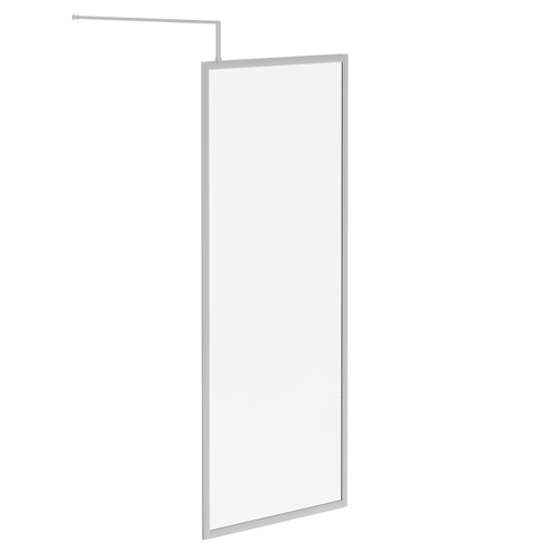 Pacco 10mm Clear Glass Polished Chrome 2000mm x 900mm Fully Framed Walk In Shower Screen including Wall Channel and Support Bar Left Hand Side View