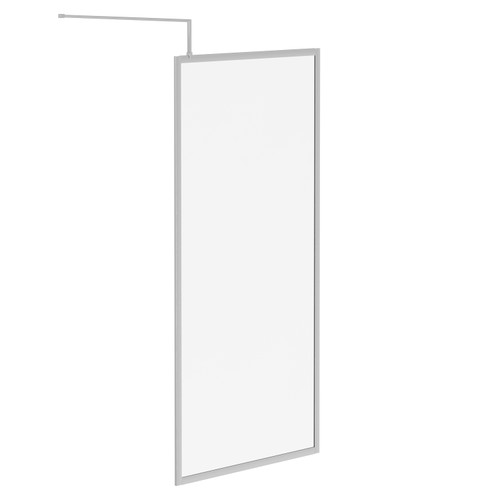 Pacco 10mm Clear Glass Polished Chrome 2000mm x 1000mm Fully Framed Walk In Shower Screen including Wall Channel and Support Bar Left Hand Side View