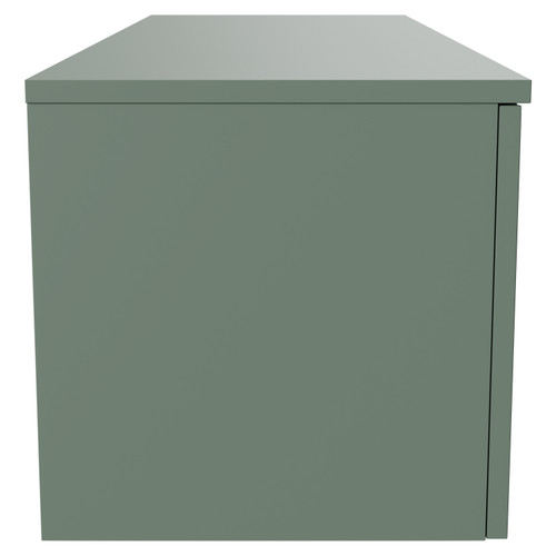 Avant Satin Green 1200mm Wall Mounted Vanity Unit for Countertop Basins and 2 Drawers with Polished Chrome Handles Side View