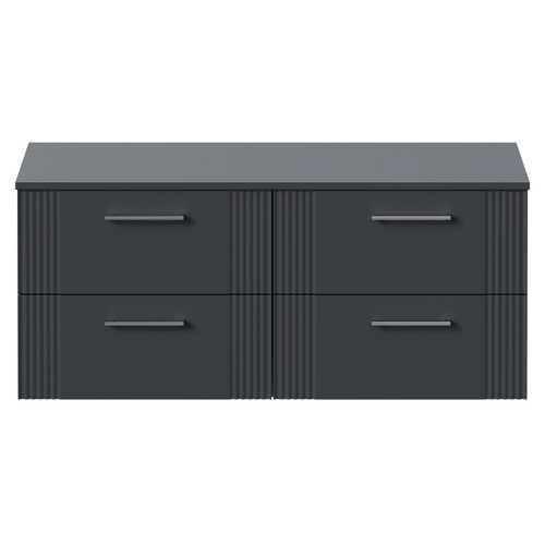 Avant Satin Anthracite 1200mm Wall Mounted Vanity Unit for Countertop Basins and 4 Drawers with Polished Chrome Handles Front View