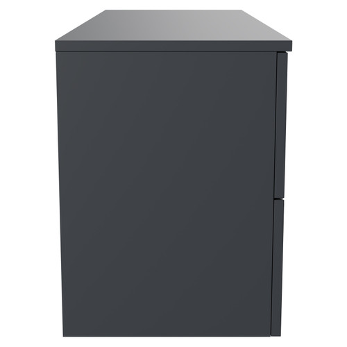 Avant Satin Anthracite 1200mm Wall Mounted Vanity Unit for Countertop Basins and 4 Drawers with Polished Chrome Handles Side View
