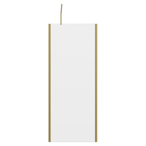 Colore 8mm Clear Glass Brushed Brass 1850mm x 760mm Walk In Shower Screen including Wall Channel with End Profile and Support Bar Front View Colore 8mm Clear Glass Brushed Brass 1850mm x 760mm Walk In Shower Screen including Wall Channel with End Profile and Support Bar Front View