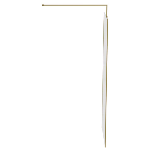 Colore 8mm Clear Glass Brushed Brass 1850mm x 760mm Walk In Shower Screen including Wall Channel with End Profile and Support Bar Side View