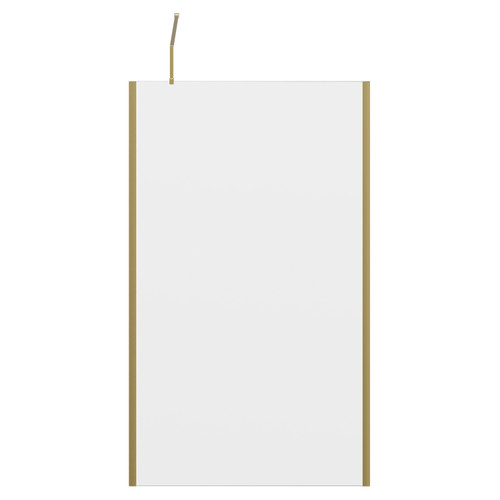Colore 8mm Clear Glass Brushed Brass 1850mm x 1100mm Walk In Shower Screen including Wall Channel with End Profile and Support Bar Front View