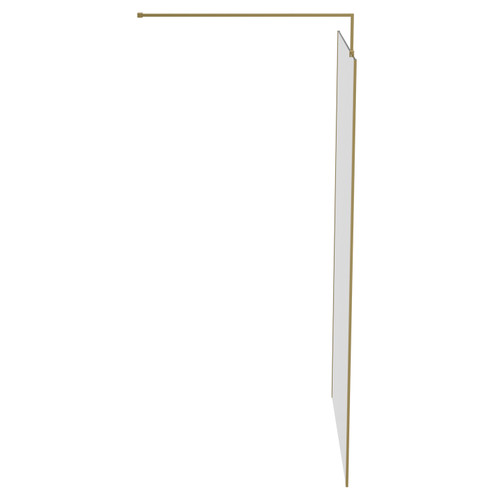 Colore 8mm Clear Glass Brushed Brass 1850mm x 1100mm Walk In Shower Screen including Wall Channel with End Profile and Support Bar Side View