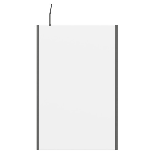 Colore 8mm Clear Glass Gunmetal Grey 1850mm x 1200mm Walk In Shower Screen including Wall Channel with End Profile and Support Bar Front View