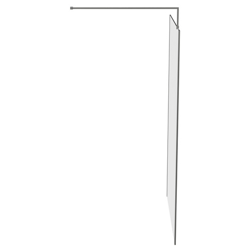 Colore 8mm Clear Glass Gunmetal Grey 1850mm x 1200mm Walk In Shower Screen including Wall Channel with End Profile and Support Bar Side on View