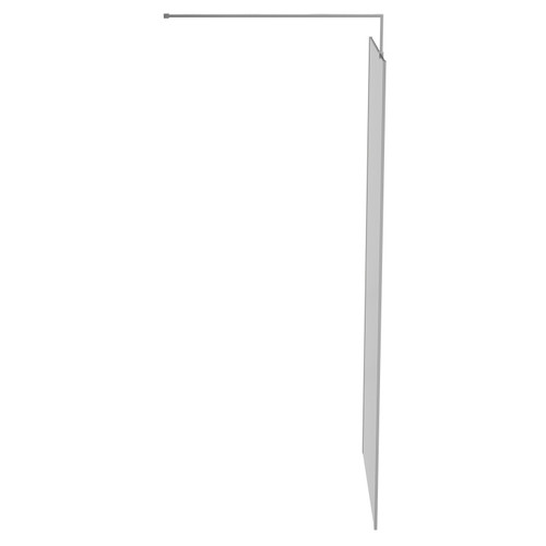 Pacco 10mm Clear Glass Polished Chrome 2000mm x 900mm Walk In Shower Screen including Wall Channel with End Profile and Support Bar Side on View