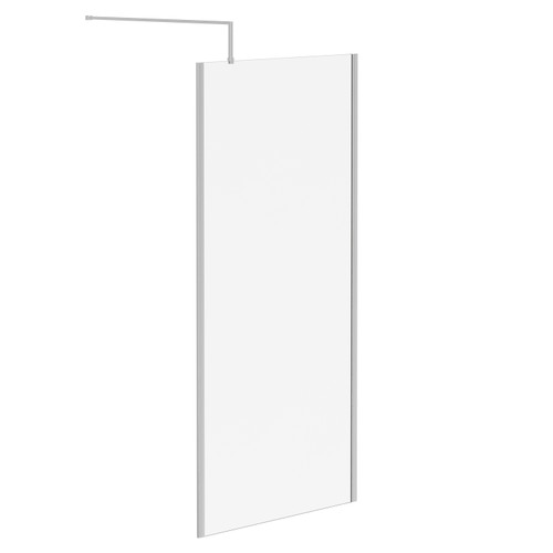 Pacco 10mm Clear Glass Polished Chrome 2000mm x 1000mm Walk In Shower Screen including Wall Channel with End Profile and Support Bar Left Hand Side View