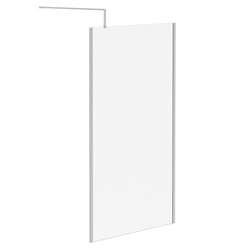 Pacco 10mm Clear Glass Polished Chrome 2000mm x 1200mm Walk In Shower Screen including Wall Channel with End Profile and Support Bar Left Hand Side View