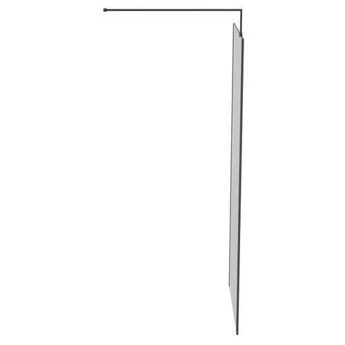 Colore 10mm Clear Glass Gunmetal Grey 2000mm x 900mm Walk In Shower Screen including Wall Channel with End Profile and Support Bar Side on View