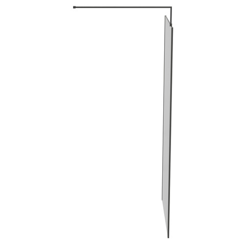 Colore 10mm Clear Glass Gunmetal Grey 2000mm x 1000mm Walk In Shower Screen including Wall Channel with End Profile and Support Bar Side on View