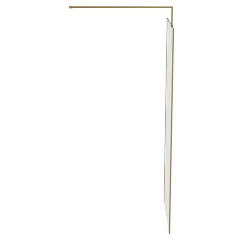 Colore 8mm Fluted Glass Brushed Brass 1850mm x 800mm Walk In Shower Screen including Wall Channel with End Profile and Support Bar Side on View