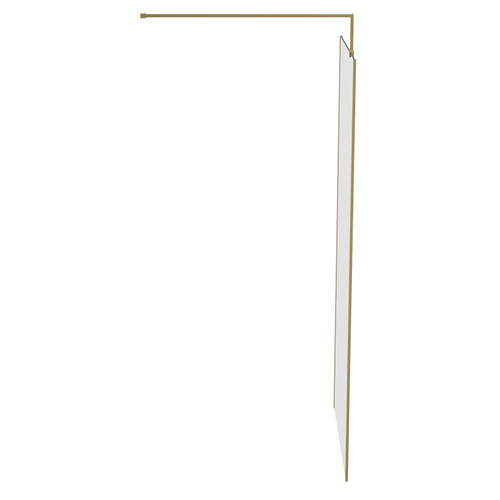 Colore 8mm Fluted Glass Brushed Brass 1850mm x 900mm Walk In Shower Screen including Wall Channel with End Profile and Support Bar Side on View