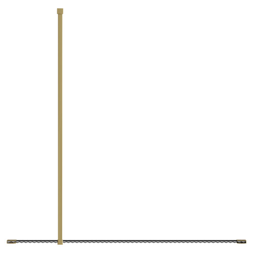 Colore 8mm Fluted Glass Brushed Brass 1850mm x 900mm Walk In Shower Screen including Wall Channel with End Profile and Support Bar Top View From Above