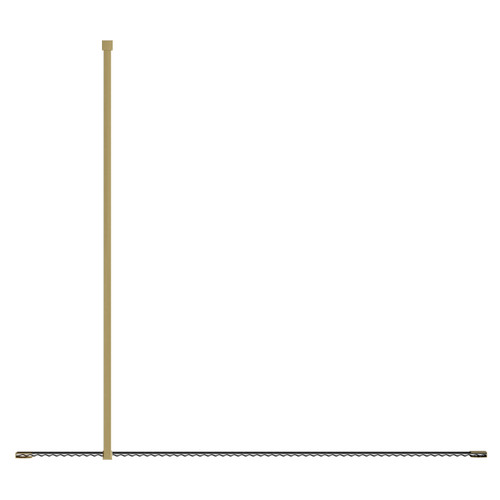 Colore 8mm Fluted Glass Brushed Brass 1850mm x 1000mm Walk In Shower Screen including Wall Channel with End Profile and Support Bar Top View From Above