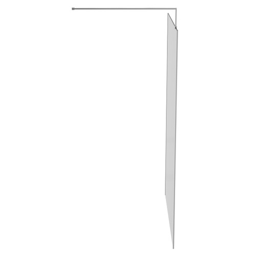 Pacco 8mm Smoked Glass Polished Chrome 1950mm x 1400mm Walk In Shower Screen including Wall Channel with End Profile and Support Bar Side on View