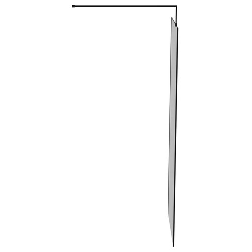 Colore 8mm Smoked Glass Matt Black 1950mm x 800mm Walk In Shower Screen including Wall Channel with End Profile and Support Bar Side on View