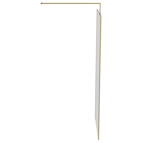 Colore 8mm Smoked Glass Brushed Brass 1950mm x 900mm Walk In Shower Screen including Wall Channel with End Profile and Support Bar Side on View