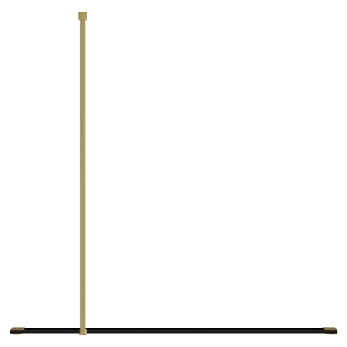 Colore 8mm Smoked Glass Brushed Brass 1950mm x 900mm Walk In Shower Screen including Wall Channel with End Profile and Support Bar Top View From Above