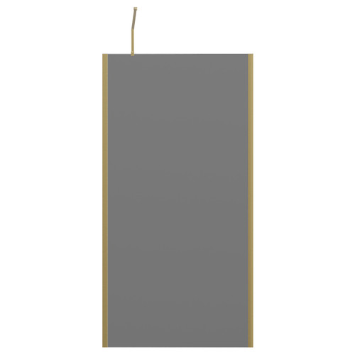 Colore 8mm Smoked Glass Brushed Brass 1950mm x 1000mm Walk In Shower Screen including Wall Channel with End Profile and Support Bar Front View
