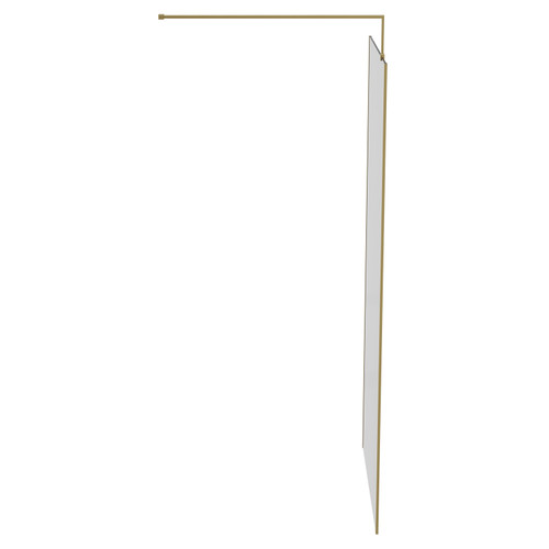 Colore 8mm Smoked Glass Brushed Brass 1950mm x 1000mm Walk In Shower Screen including Wall Channel with End Profile and Support Bar Side on View
