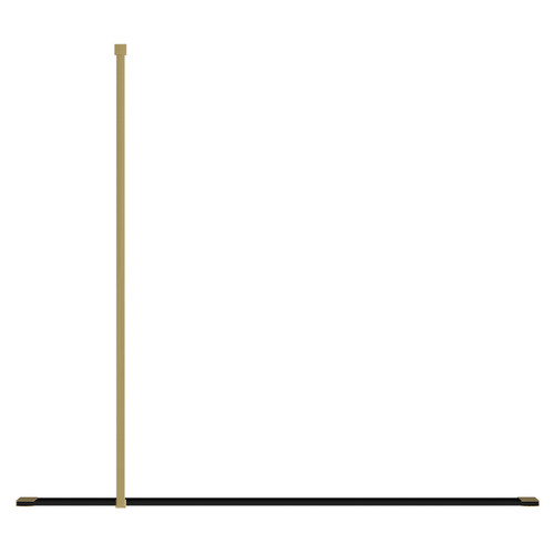 Colore 8mm Smoked Glass Brushed Brass 1950mm x 1000mm Walk In Shower Screen including Wall Channel with End Profile and Support Bar Top View From Above
