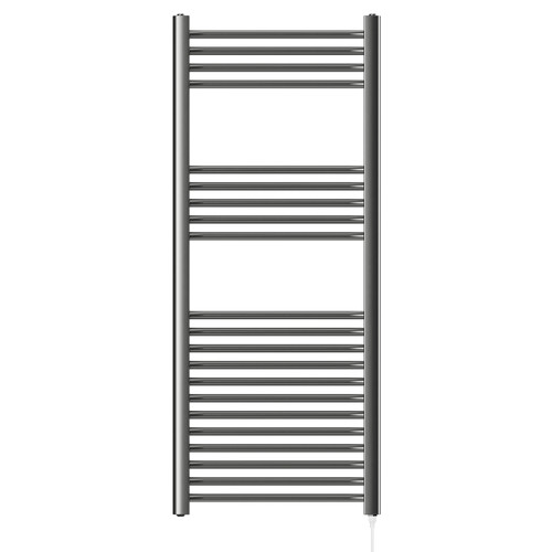 Colore Gunmetal Grey 1200mm x 500mm Straight Electric Heated Towel Rail Front View