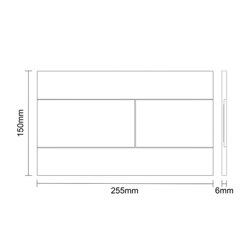 OLI 120 Plus Mechanical Mid Height Concealed Cistern and Slim White Dual Flush Plate with Rectangular Push Buttons Dimensions
