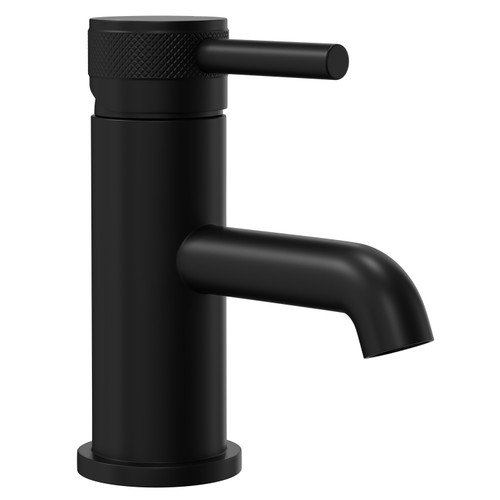 Colore Round Matt Black Mono Basin Mixer with Half Knurled Tap Head Left Hand View